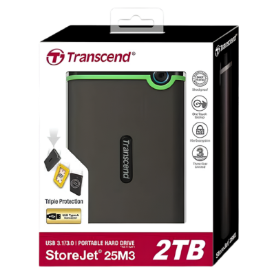TRANSCEND USB 3.1 GEN 1 PORTABLE HARD DRIVE 25M3 2TB