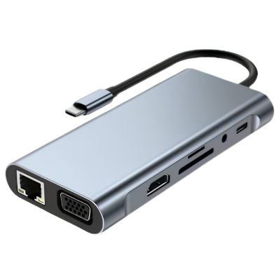 LAN+TYPE-C + SD CARD + USB3.0*+AUDIO +HDTV +VGA TYPE -C TO HDTV 10 IN 1