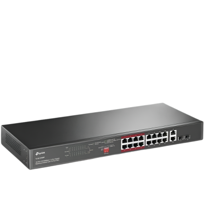 TP LINK 16 PORT + 2 PORT GIGABIT RACK MOUNT POE SWITCH TL -SL1218 MP 2