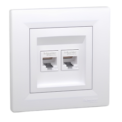 DATA SOCKET DOUBLE RJ45 CAT6 WHITE