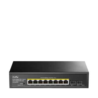 8 PORT GIGABIT PoE + SWITCH WITH 2 GIGABIT SFP PORTS GS1008PS2