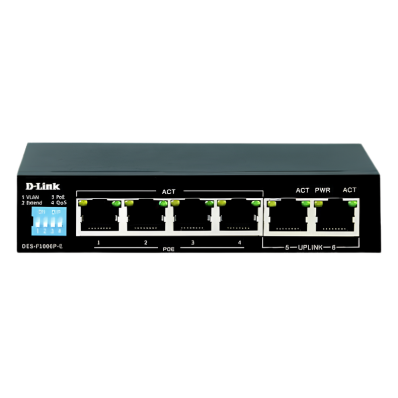 6 - PORT 10/100/100 LONG RANG PoE + SURVEILLANCE SWITCH DES - F1006P - E
